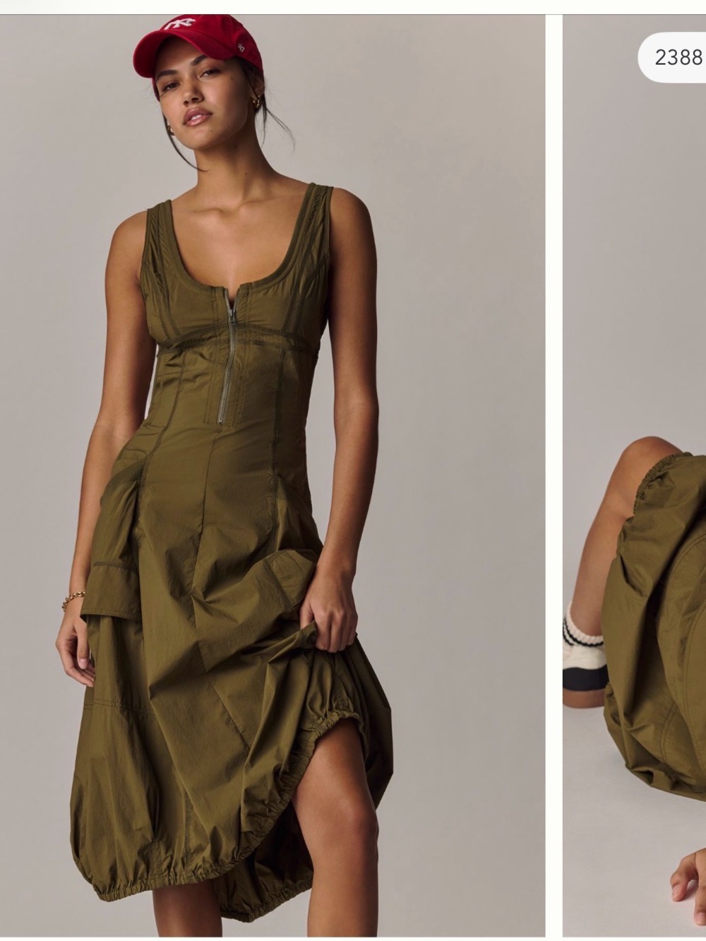 Anthropologie Olive Tank Zip-Front Midi Dress